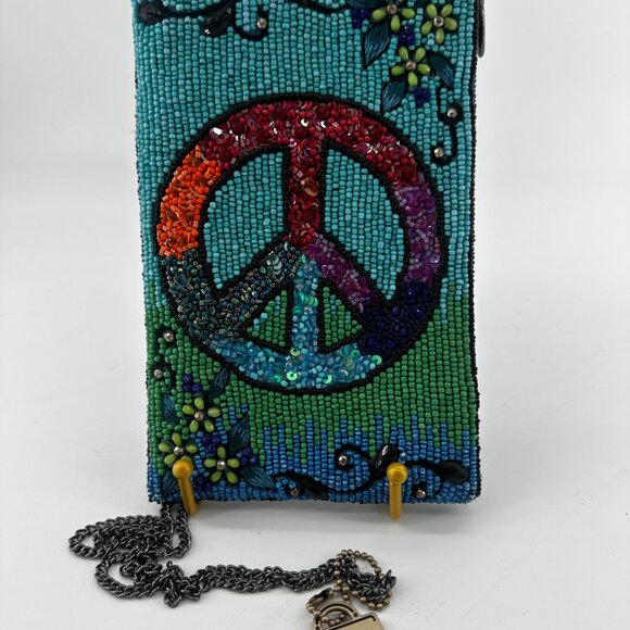 Mary Frances Peace Sign Beaded Crossbody Phone Bag - Picture 2 of 8